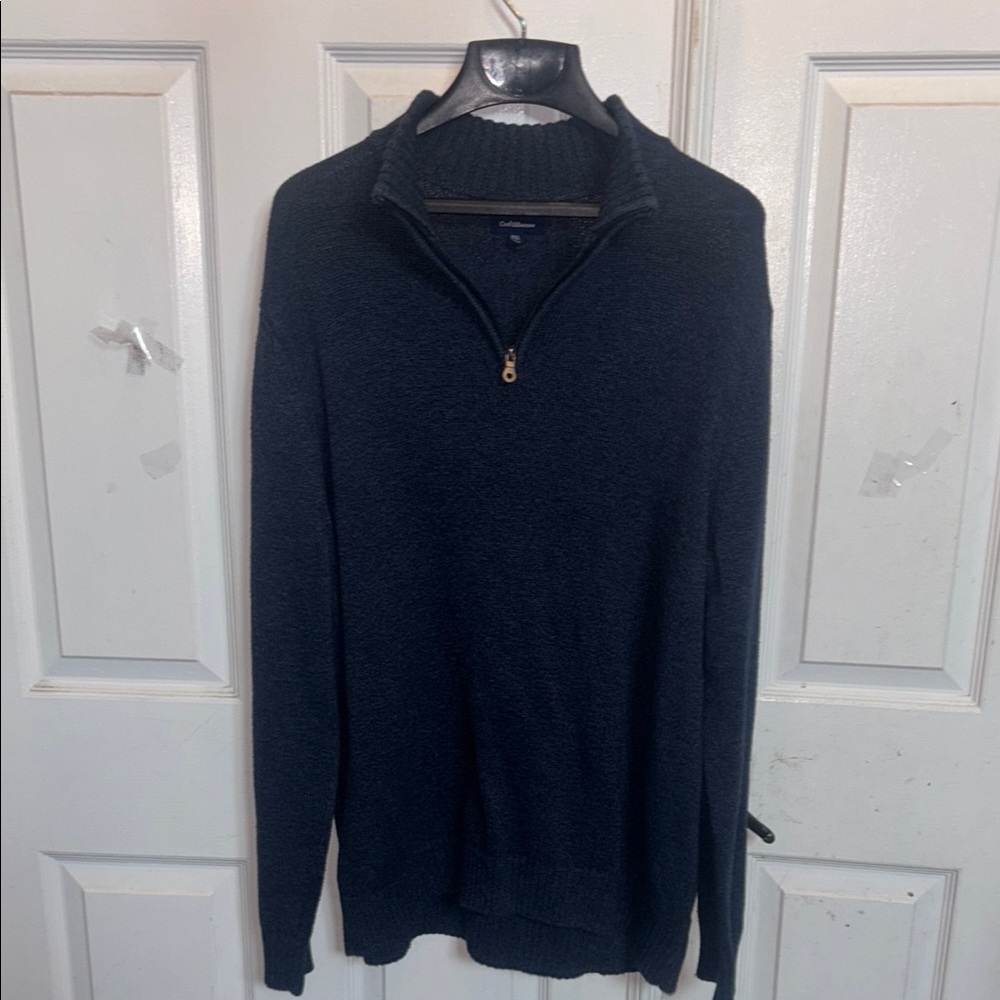 Croft&Barrow Blue Zip Up Sweater Classic Knit